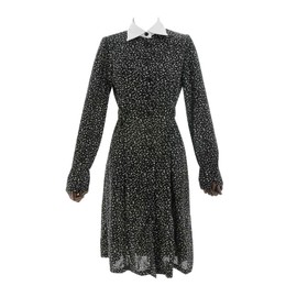 miccostumes Women's Costume Wednesday Cosplay White Collar Long Sleeves Vintage Floral Dress(X-Small)