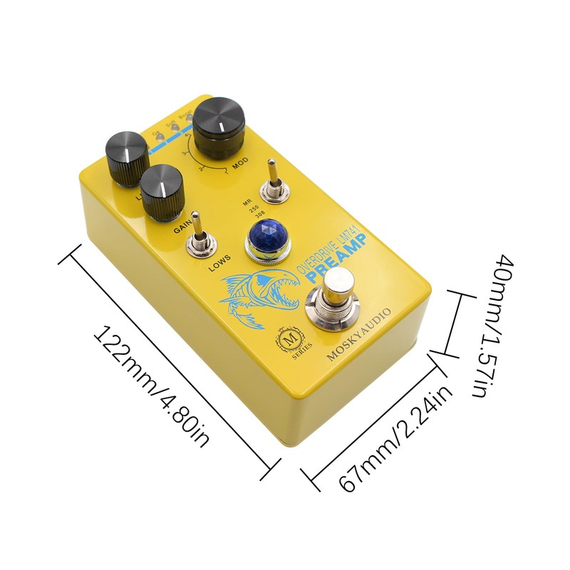 Effect Pedal, Distortion/Overdrive/Preamp Guitar Effect Pedal 4 Mode Switch&Level/Gain Controls