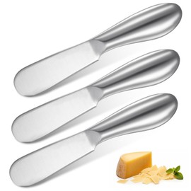LIQWEI 3 Stück Edelstahl Buttermesser, Käsemesser Klein Brotzeitmesser Kleine Dessertmesser Marmelade Messer Tafelmesser Set für Butter Käse und Gebäckherstellung (13,5 x 2,5cm)
