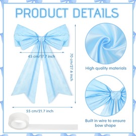 EYNDYN 4 Pcs Large Blue Coquette Bow for Backdrop 27.6x21.7'' Big Blue Bows Room Wall Decor Giant Ribbon Tie Hanging Gift for Birthday Bachelorette Party Boy Baby Shower Bridal Shower Wedding