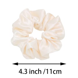 6 Pieces Hair Scrunchies Satin Elastic Soft Hair Ties Scrunchy Hair Bands for Women Girls (Beige)