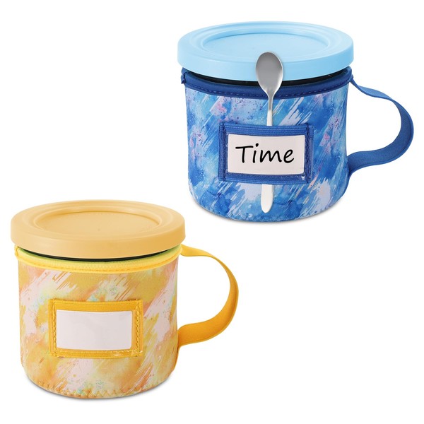 2pcs Ice Cream Neoprene Sleeves, Tie-Dye Print Reusable Insulated Insulator