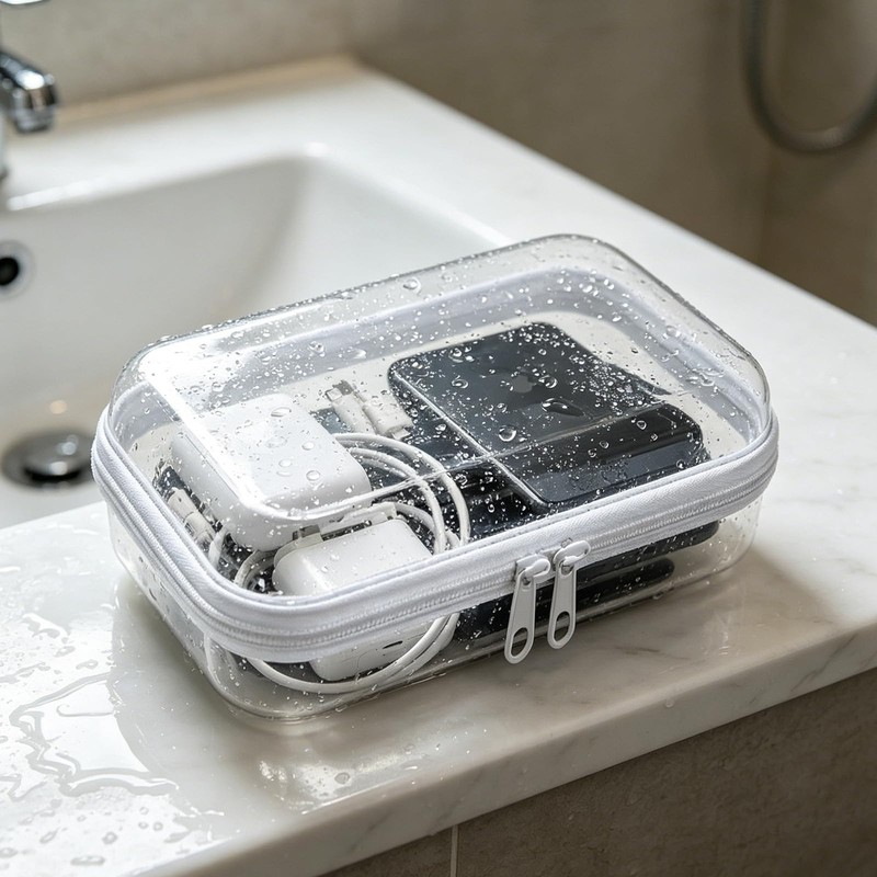 3 PCS Clear Hard Shell Zipper Cases, Double Zippered Hard