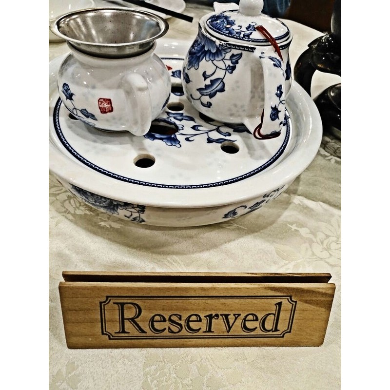 Set of 2 Wooden Table Reserved Bar Restaurant Cafe Reserved
