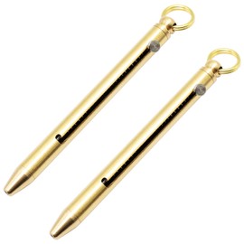 PPFISH 2PCS EDC Keychain Titanium Integrated Design Telescopic Toothpick with Protective Case Holder, Ultralight Travel Kits for Outdoor Camping Picnic (Golden)