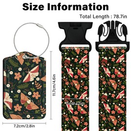 Luggage Straps & Luggage Tags Set for Suitcases Travel Belt Accessories, Printed Suitcase Strap, Adjustable Luggage Belt Strap, Heavy Duty with Quick-Release Buckle - 3 Pieces, Black Butterfly