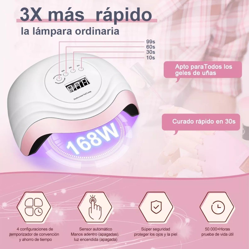 NIBEAUSL Lámpara De Uñas Uv Led Esmalte Kit Para Uñas