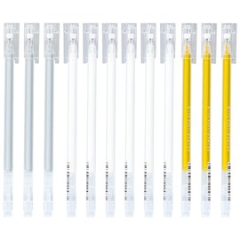 Granvoo Gold Silver White Gel Pen Set, 12 Pieces 0.6 mm, Gel Pen White, White Gel Pen for Drawing Highlights, Extra Fine Dot Pens, Ink Pens for Black Paper, Art Drawing
