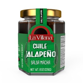 La Villana Jalapeño Pepper Hot Sauce | Traditional Mexican Hot Sauce, Safe for Peanut Allergies, 100% Vegetable Oil, Perfect for Tacos, Salsas, and Dishes Needing a Spicy Kick, 8.8 Oz, 1-Pack