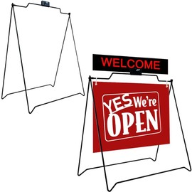 4U Media&Displays 4 UNITS 22"x18" Sidewalk Sign A Frame Stand Real Estate Sign Holder(Stand Only) (4 PACK) (BLACK)