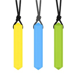 Sensory-Teething-Necklace Chew Necklace - Diamond Teether Teething Stick, Anti-Autism Chew Buddy for Autistic Children, Sensory Kids, Teeth Oral Trainer, Turquoise+Pink+Purple