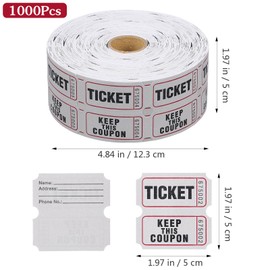 NOLITOY Party Tickets, Raffle Tickets, Game Tickets, Money Vouchers, Coupons, Raffle Tickets, 1000 Rolls, Ticket, Gray, 1 PCS