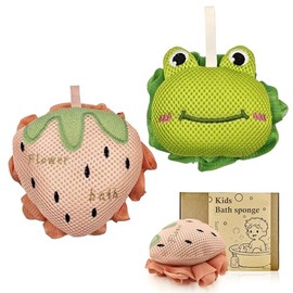 Esponja Baño Infantil Linda Lufa Forma Rana Fresa Malla Suave Divertidos Accesorios Niños Niñas