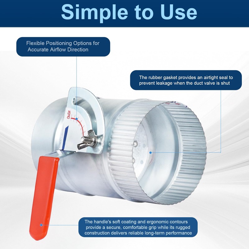 6 Inch HVAC Duct Backdraft Damper, Galvanized Iron Manual Volume