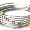 COOLSTEELANDBEYOND Elastic Adjustable Ladies Steel Twisted Cable Cuff Bangle Bracelet