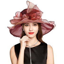 YIDINGCO 2025 Kentucky Derby Hats for Women Girls Ladies, Organza Church Tea Party Wedding Fascinator Hat UV Protection Sun Hats