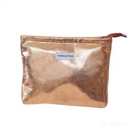 Dtweista Glittler Cosmetic Bag for Women Large Capacity PU Make Up Clutch Bag Travel Silver Toiletry Pouch Organizer (Gold)