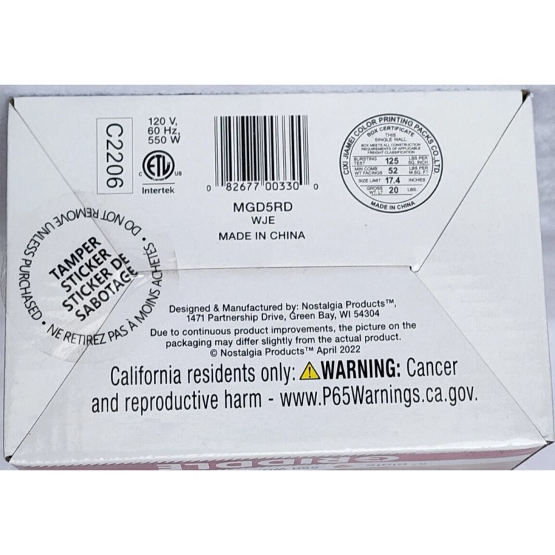 Nostalgia MyMini Griddle 5" Non-Stick Cooking Surface MGD5RD BRAND NEW SEALED