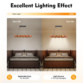 Cbhfmljd Farmhouse Chandeliers Pendant Lamp, Retro Hanging Lamp 4-Light Wood Beam Linear Hanging Light Vintage Ceiling Light Fixture for Kitchen Island, Restaurants, Cafes, Bars