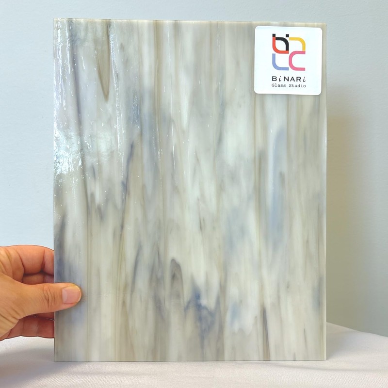 BiNARi Glass Studio 8" X 12" Medium Grey-Brown, White Opal