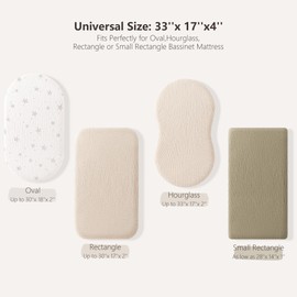 Susurration Basket Sheets, 2 Pack Muslin Cotton Bassinet Sheets Fits Oval and Rectangle Crib Bassinet Mattress, Breathable and Skin-Friendly for Baby Boy and Girl (Beige & Brown)