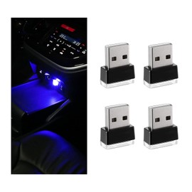 Sylvil 4 PCS USB LED Car Interior Atmosphere Lamp, Portable Mini LED Night Light, Plug-in USB Interface Trunk Ambient Lighting Kit, Universal Interior Car Accessories (Blue)