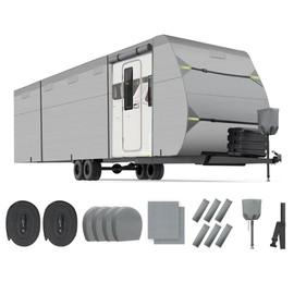 Frezon 27'-30' Travel Trailer Cover,Windproof and UV Resistant Camper Cover,Extra Thick RV Cover with Adhesive Repair Patches