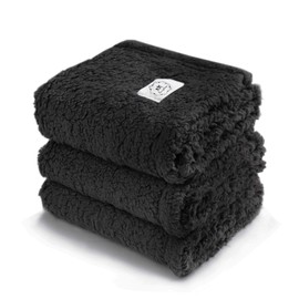 Luciphia 1 Pack 3 Blankets Fluffy Premium Fleece Pet Blanket Soft Sherpa Throw for Dog Puppy Cat Black Large(41 * 31")