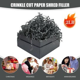 Tisspoms Gray Crinkle Cut Paper Shred Filler, 2 LB Basket Filler Shredded Paper, Confetti Stuffing for Basket Filling, Mother's Day, Birthdays, Weddings, DIY Gift Wrapping, Stuffer Party Supplies