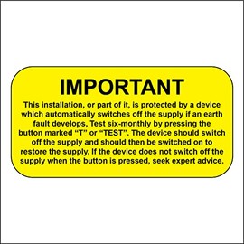 40 RCD Test Labels Yellow Electrical Safety Stickers - 50mm x 25mm (40 Pack)