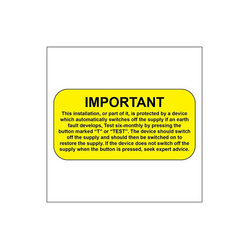 40 RCD Test Labels Yellow Electrical Safety Stickers - 50mm