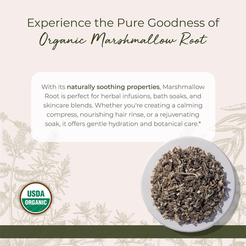Starwest Botanicals Organic Marshmallow Root - Dried Herb for Tea,