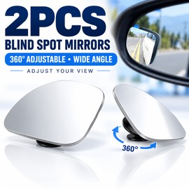 2PCS Blind Spot Mirrors for Cars – Adjustable Wide Angle Auxiliary Side Mirrors for Parking Lane Changes and Rearview Visibility