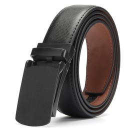 Men's Belt Automatic Sliding Buckle Belts Leather Sliding Ratchet Belt Adjustable Sliding Buckle Belt Fit Used with Casual or Business Suits