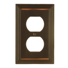 AMERELLE 84DVB Steps Single Duplex Cast Metal Wallplate in Aged Bronze