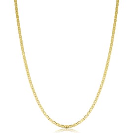 Kooljewelry 14k Yellow Gold Filled Solid Flat Oval Link Chain Necklace For Men And Women (2.2mm 3.5mm 4.4mm - sizes from 16 to 30 inches long), 18 inch, Gold Plated, No Gemstone