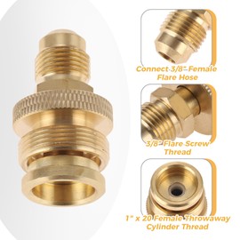 Portable 1lb Propane Tank Canister Regulator Adapter Connection to 3/8 Inch Female Flare Thread, Portable Camping Grill Stove Parts for Fire Pit Parts, Stove, Turkey Fryers, Heaters, Smokers