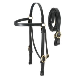 Tough-1 Black Leather Horse Sized Barco Bridle 73-100