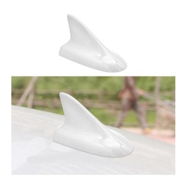 HZEL Car Shark Fin Antenna, Top Mounted Vehicle Dummy Roof Aerial, Automotive AM FM Radio Signal Roof Cover Base Replacement Decoration Accessories, Universal for SUV, Sedan, Truck(White)