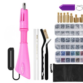 Hotfix Applicator DIY Tool, Hot Fix Rhinestone Setter Iron-on Gun Pen Tool Bedazzler Kit with Hotfix Rhinestone Gems Crystals for Clothes and Shoes DIY Crafts, Pink