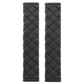 Fleece Car Seat Belt Pad Cover Kit, 2-Pack - Soft Car Safety Seat Belt Strap Shoulder Pads for Adults and Children (Black Fleece)