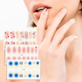 42 Pcs 3 Sheets Nail Stickers Wraps Polish Strips Gradient Stickers Glitter Self Adhesive DIY Art Decals Strips for Women Girls Acrylic Manicure Tips Decor with 1 Pcs Nail Files,Style9