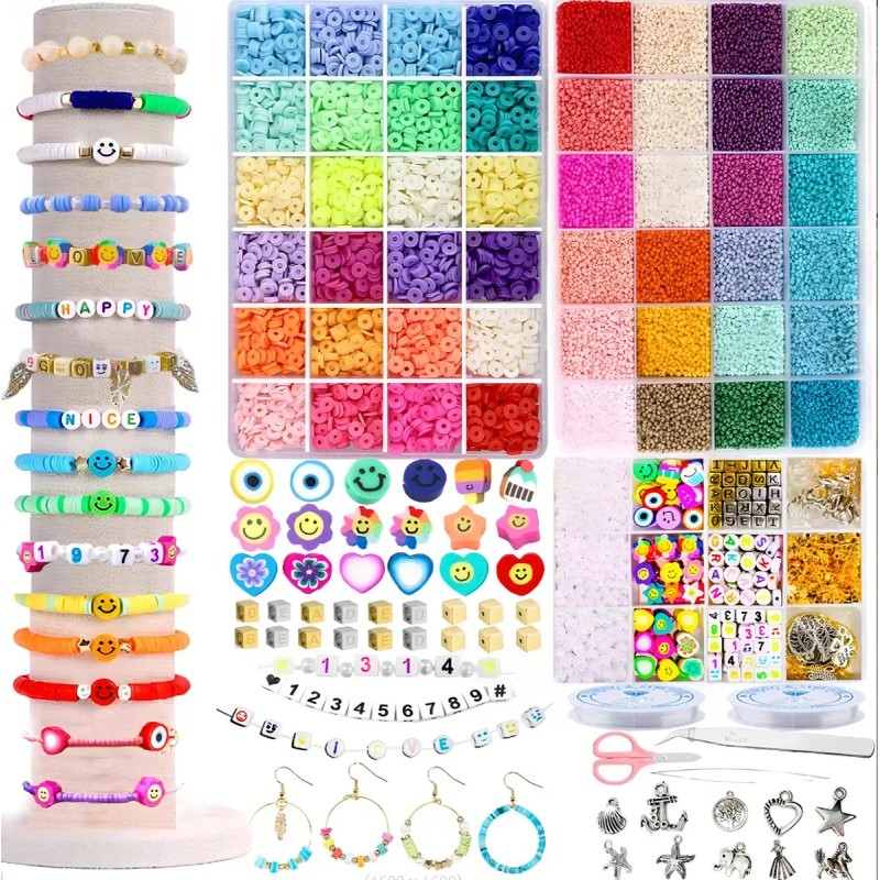 Kit para hacer pulseras con cuentas de arcilla 17800, cuentas