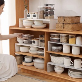 Cabinet Shelf Expandable,Layered Space-Saving Cabinet Stackable Rack - Lightweight Heavy Duty Organizer Non Slip for Sinks, Wardrobes