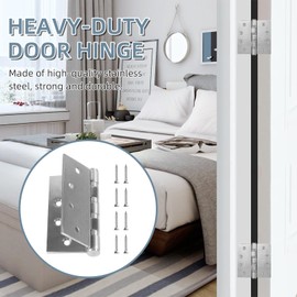 3 Pack Stainless Steel 4'' Door Hinges, 4in (102mm) x 4in (102mm) Heavy-Duty Ball Bearing Door Hinges with Square Corners for Exterior & Interior Doors, Black
