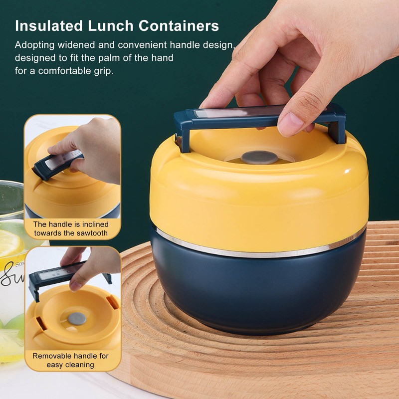 0.8L Stainless Steel Thermal Lunch Box 2 Layer Insulated Lunch