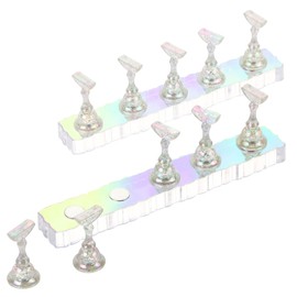 UHOMENY Nail Art Holder Stand for Painting Nails, 10 pieces of Aurora Acrylic Nail Practice Stands DIY Nail Design Holders Nail Tips Display Stand for False Nails Manicure Tools (Transparent)