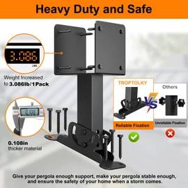 TROPTOLKY 4x4 Heavy Duty Roof Riser Brackets Kit 3 Pack, Adjustable Angle Pergola Brackets, Black Metal Roof Riser Beam Bracket for Roof