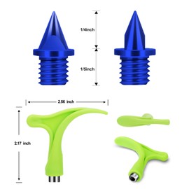 Lejof Carbon Steel Track Spikes, 48 Pcs 1/4 Inch Lighter Weight Spikes for Track, 0.45 Grams Replacement Spikes for Track and Field Sprinting or Cross Country (48 Blue)