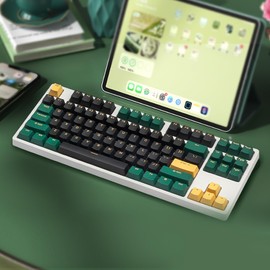 Happy Balls Doubleshot PBT Keycaps Cherry Profile Keyset US-ANSI Layout Key Caps for 61/68/75/81/84/87/98/104/108 MX Switches Mechanical Keyboards (Mars Green Keyset)